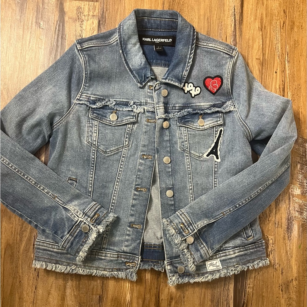 Karl Lagerfeld Blue Denim Jacket with Patches